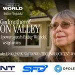 Esther Wojcicki Is Coming to Opole Event poster for a screening and speech by Esther Wojcicki, titled "The Godmother of Silicon Valley," on September 11 in Opole.